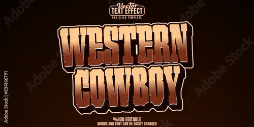 Cowboy editable text effect, customizable western and rodeo 3d font style