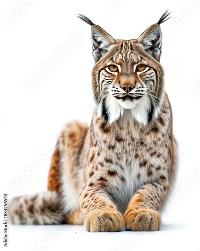 the Lynx lynx white copy space on right Isolated on white background