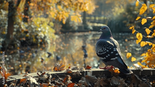 A pigeon by the pond s edge