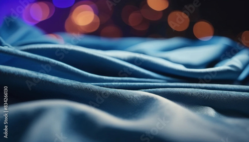 Blue draped velour as a background 