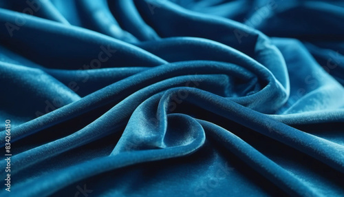 Blue draped velour as a background 