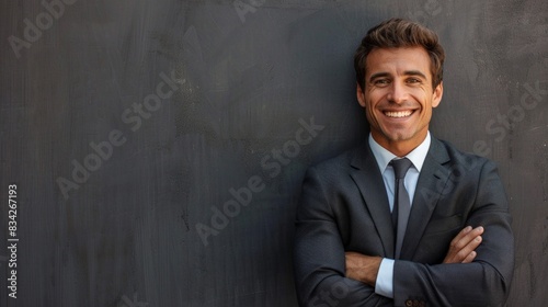 A man in a suit and tie is smiling and posing for a picture