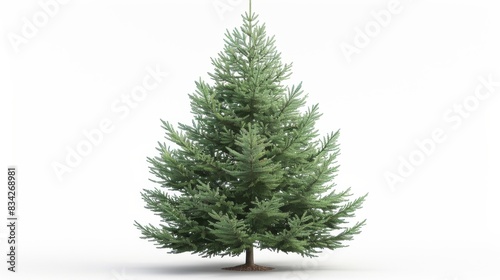 High-quality image of a spruce tree, isolated on a white studio background
