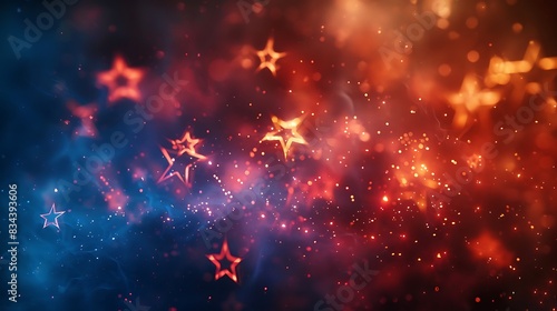 Small stars in faded blue and red, vintage and nostalgic background, Vintage Stars