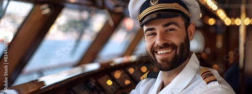 Cheerful Cruise Ship Captain Navigating the Open Waters with Joy and Expertise