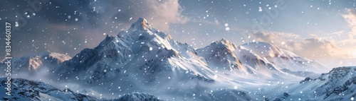 Serene Snowy Peaks: Majestic Mountain Adventure. 4K HD Wallpaper Crafted by AI