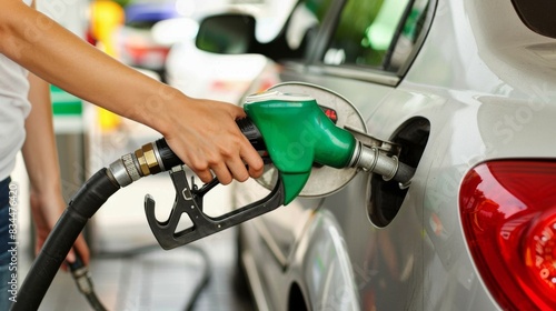 A woman is filling up her car with gas