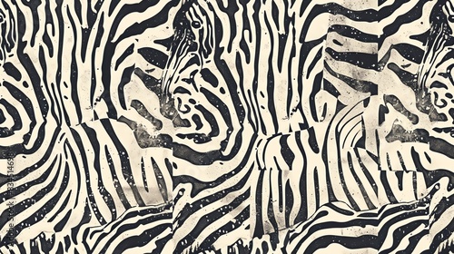 Seamless pattern of intricate hand-drawn zebra stripes with varying thickness, showcasing a dynamic and textured design