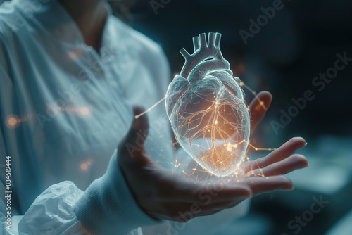 World heart day. Doctor hands holding healthy heart organ anatomy. Heart disease Awarness, heart transplant or organ donation concept. Cardiological checkup and treatment.