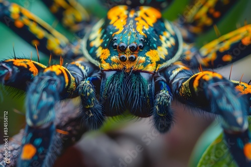 unique colors and patterns on a spider's body in a macro shot