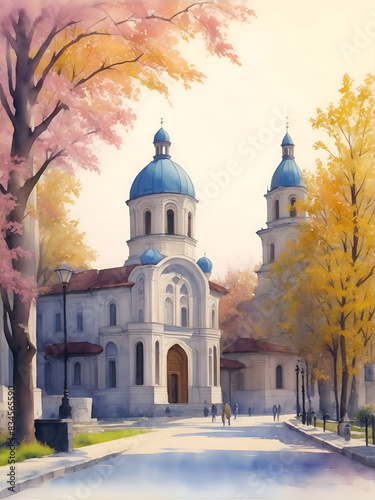 Sofia Bulgaria Country Landscape Watercolor Illustration Art