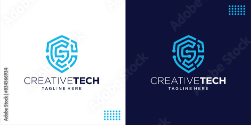 Creative Letter S Shield Cyber Logo, Design Inspiration, Illustration, Vector