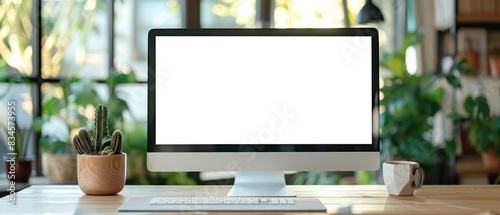 A sleek, modern desktop layout on a computer screen, a cursor hovering over an empty document, while the person in the background subtly winces, signaling the onset of eye strain