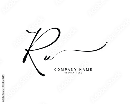 r u ru initial letter handwriting and signature logo