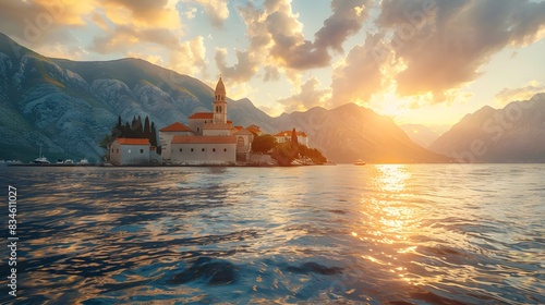 Church of Our Lady of the Rocks and Island of Saint George, Bay of Kotor near Perast, Montenegro