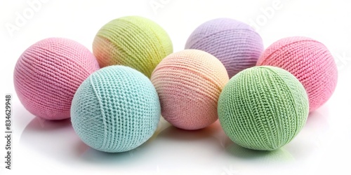 Pastel fabric balls perfect for crafts and decorations , pom pom, balls, fabric, pastel, soft, fluffy, colorful, DIY, creative, handmade, craft supplies, decor, textile, whimsical, plush