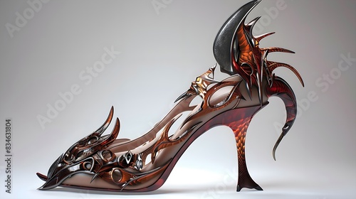 metallic high heels with claw decorations and dark gothic design