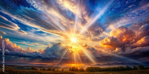 Majestic religious celestial sky with aura of soul , celestial, religious, sky, aura, soul, divine, ethereal, light, heaven, spiritual, peaceful, tranquil, mystical, sacred