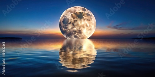 Full moon reflecting in calm water , nature, night, sky, tranquil, peaceful, reflection, beauty, moonlight, serene, nocturnal, landscape, horizon, astronomy, moonbeam, glowing, stillness