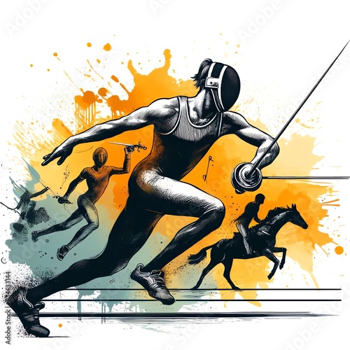 An illustration of a modern pentathlon athlete