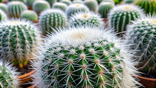 Exotic cactus covered with fluffy white spines, cactus, exotic, tropical, plant, succulent, desert, spikey, thorn, white, fluffy, nature, botanical, sharp, prickly, beautiful, isolated
