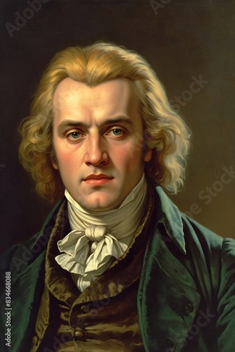 Portrait of Friedrich Schiller (1759 - 1805). Famous German poet. Content made with generative AI not based on real persons