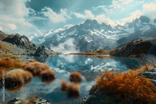Mountain landscape with vintage style 