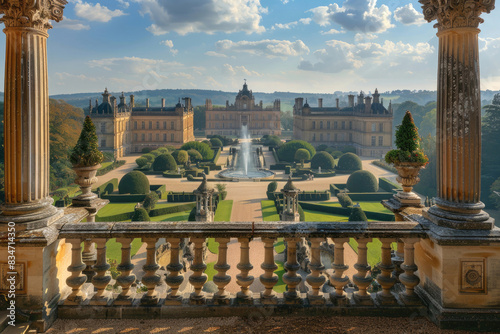 Blenheim Palace in England with its grand Baroque architecture and vast gardens