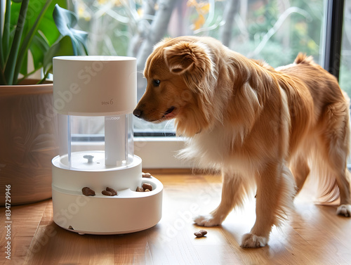 Automated pet feeder with timer and portion control for scheduled feedings, ensuring optimal pet health.