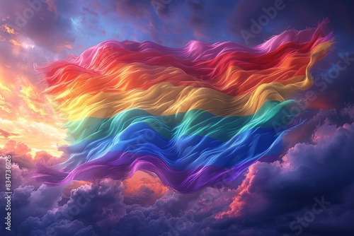 Colorful waves of a pride flag, artistically rendered to depict the vibrant and dynamic LGBTQ+ community.