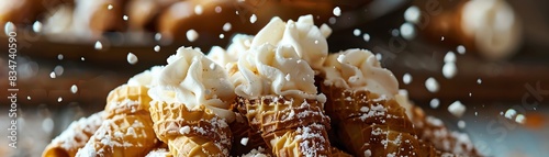 Cannoli, crispy shells filled with sweet ricotta, Sicilian street festival