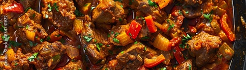 Curried goat, spicy and tender, served at a Caribbean street festival in Jamaica