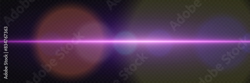 The magic of light with camera flare. Light line of bright light. On a transparent background.