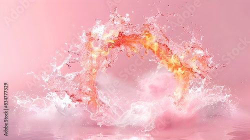 Fiery Aquatic Explosion Vibrant Dynamic Abstract Liquid Art with Splashing Water Droplets and Colorful Energy Bursts