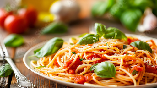 Spaghetti Marinara: A tomato-based sauce often made with garlic, onions, and herbs like basil and oregano.