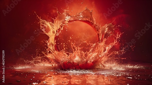 Fiery Explosion of Liquid Splash in Digital Rendering of Dynamic Energy and Power