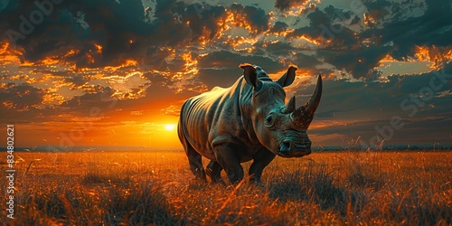 portrait of a wild rhino