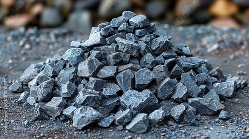 High-resolution image of a pile of gray crushed stones, showing texture and details