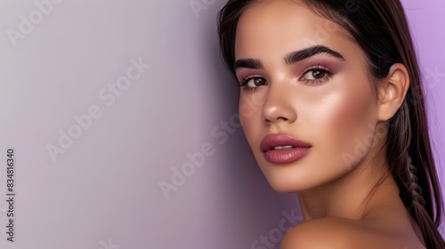 South American Model Showcasing Decorative Cosmetics with Professional Makeup