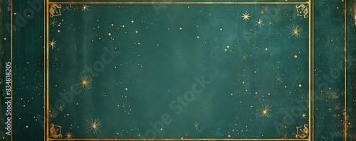 Elegant teal background with thin gold trim and scattered stars, perfect for festive designs