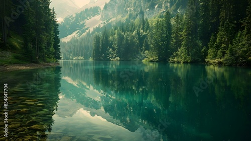 mountain lake and pine pic
