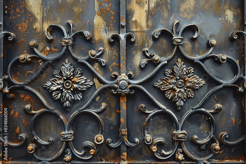 Close-up of metal door with intricate pattern