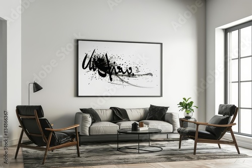Elegant frame mockup with a calligraphy art piece, adding a touch of sophistication and grace to the interior