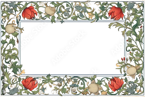 PNG William morris inspired ornament frame backgrounds graphics pattern. 