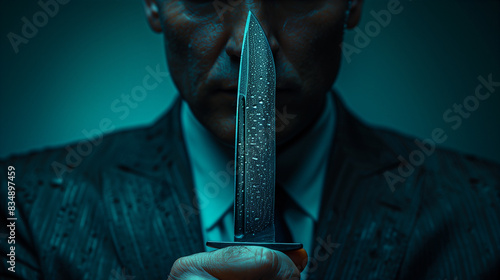 businessman with knife, hidden agenda concept