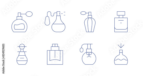 Perfume icons. Editable stroke. Containing airfreshener, cologne, fragrance, perfume.