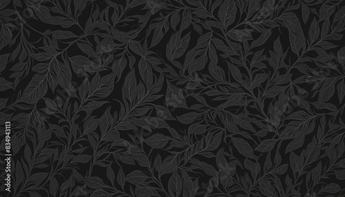 Stylish abstract black leaves creating a sculptural and sophisticated botanical wallpaper design