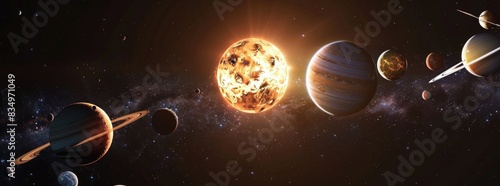 3d solar system with planets.
