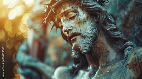 A serene depiction of Jesus Christ on the cross.