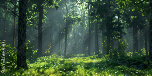 Enigmatic Depths Dark Forest Greenery, Mystic Woodland Verdant Darkness